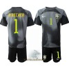 Officiële Voetbalshirt + Korte Broek Doelman Brazilië Alisson Becker 1 Thuis WK 2022 - Kids